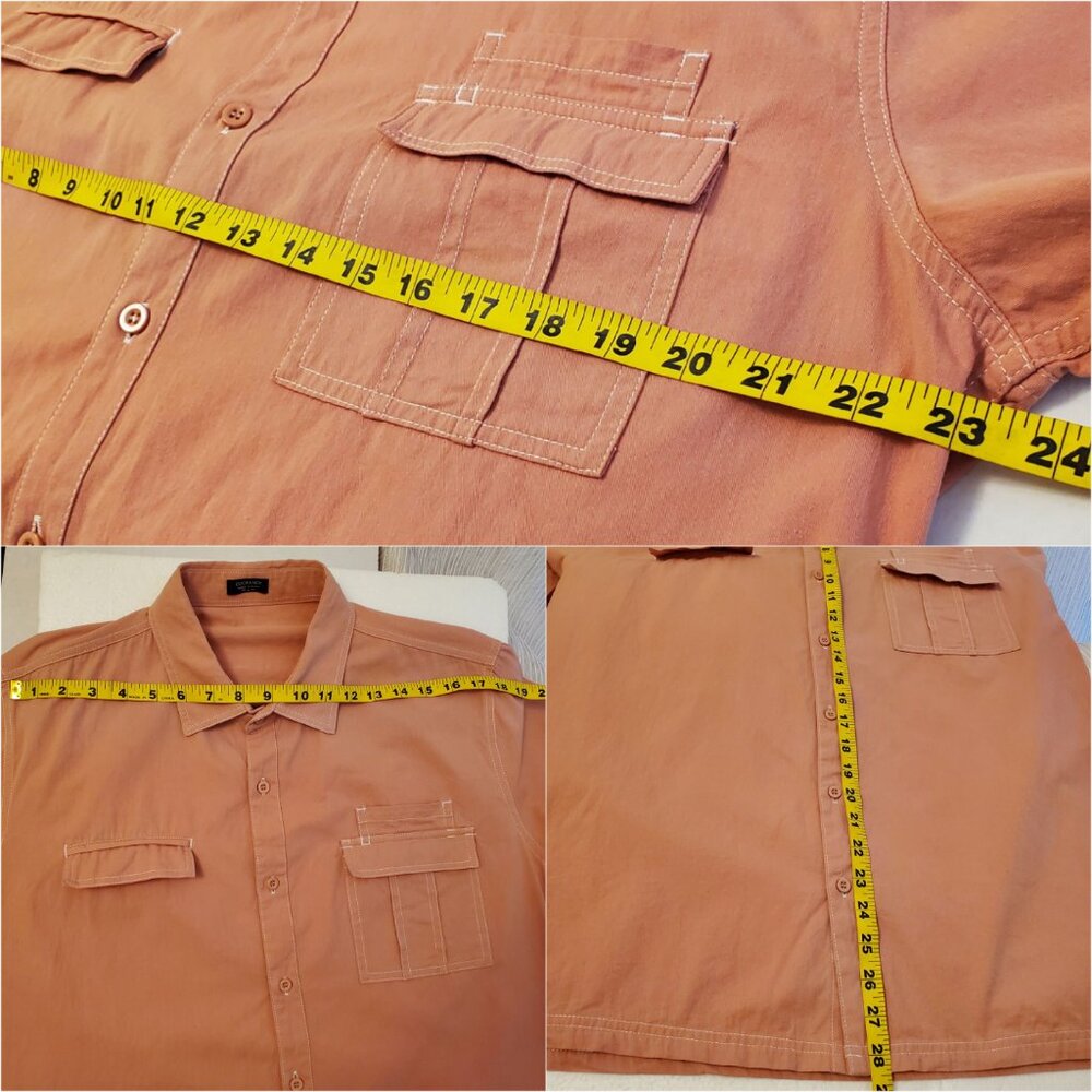 Coofandy Men’s Salmon Pink Short Sleeve Casual Button-Down Shirt - L - Picture 8 of 9